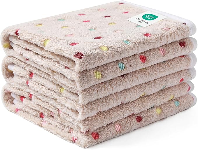 Luciphia 1 Pack 3 Blankets Super Soft Cute Dot Pattern Pet Blanket Flannel Throw for Dog Puppy Cat Medium(30x20), Brown