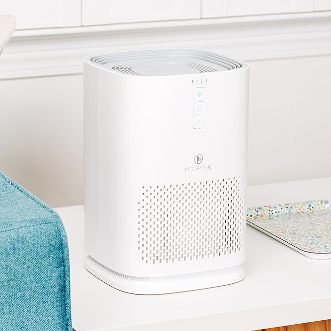 Medify MA-14 Air Purifier with True HEPA H13 Filter 428 ft² per Hour for Smoke, Odors, Pollen, Pets 99.9% Removal to 0.1 Microns White, 1-Pack