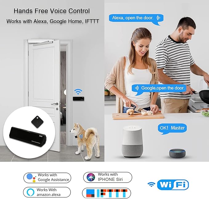 Olideauto Automatic Pet Door Opener with Smart RFID Tag Sensor for Pets,Silver Color Electric Automation Door Opener with Wireless RFID Tags for Cat,Dog