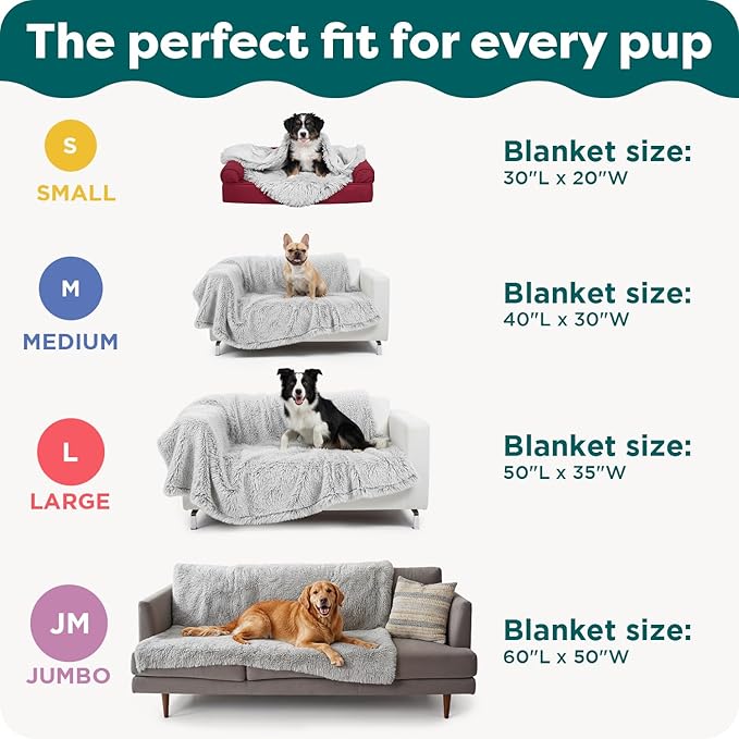 Furhaven Waterproof Throw Blanket for Dogs & Indoor Cats, Washable - Shaggy Plush Calming Long Faux Fur & Velvet Dog Blanket - Gray, Medium