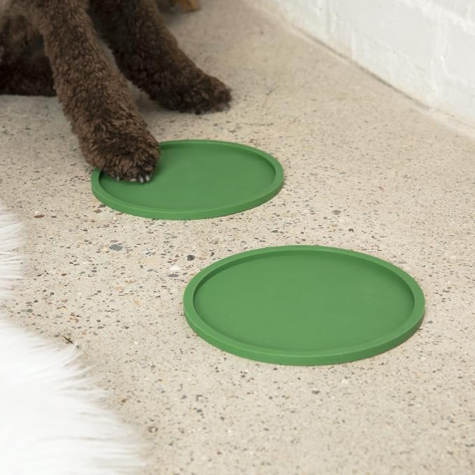 Waggo Habit Silicone Dog Placemat – Set of 2 Modern Heavyweight Silicone Dog Food Mats, Dishwasher Safe, Non-Slip, Solid Color – Forest Green (Medium, 7")