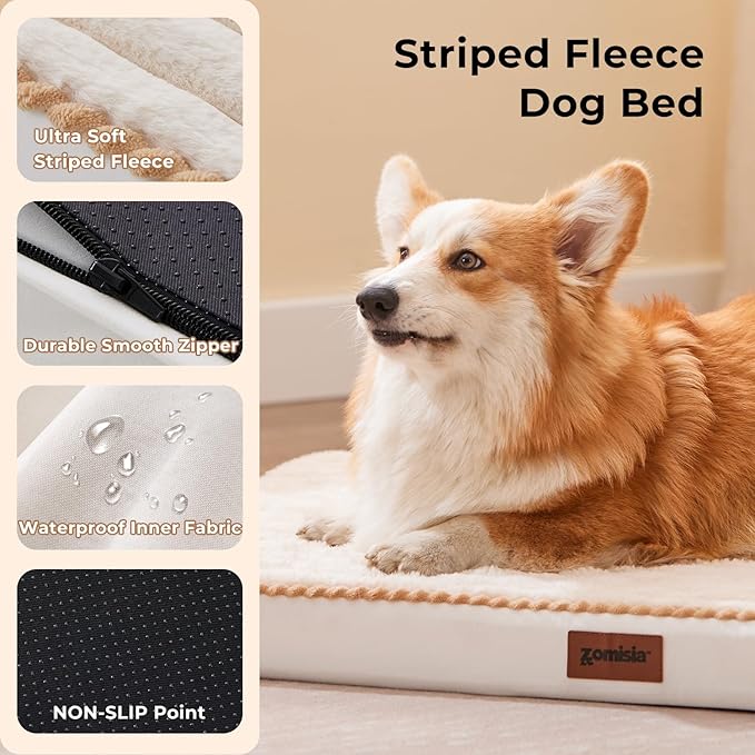 XXL Dog Bed for Crate - Extra Large Orthopedic Pet Beds with Removable Machine Washable Cover, Egg Crate Foam Puppy Pad, Suitable for Pet Up to 100 lbs, 47"x29"