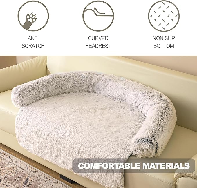 Tinaco Calming Dogs/Cats Bed Mats, Dog Pad Washable Removable Couch Cover, Plush Long Fur Mat for Pets, Waterproof Lining, Perfect for Small, Medium and Large Dogs and Cats (Gradient Brown, 36"x31")