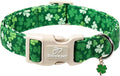 St. Patrick's Day Dog Collar for Large Dogs - Bold Green Lucky Clover Dog Collars, Cute Irish Party Shamrock Puppy Collar, Lightweight Adjustable St. Patricks Day Pet Collars L