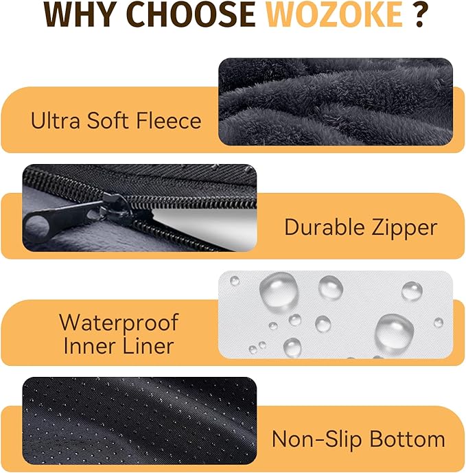 Orthopedic Waterproof Large Dog Bed: Memory Foam Washable Dog Bed with Bolsters - XXL Orthopedic Removable Cover for Medium Large Sized Pet - Non-Slip Bottom