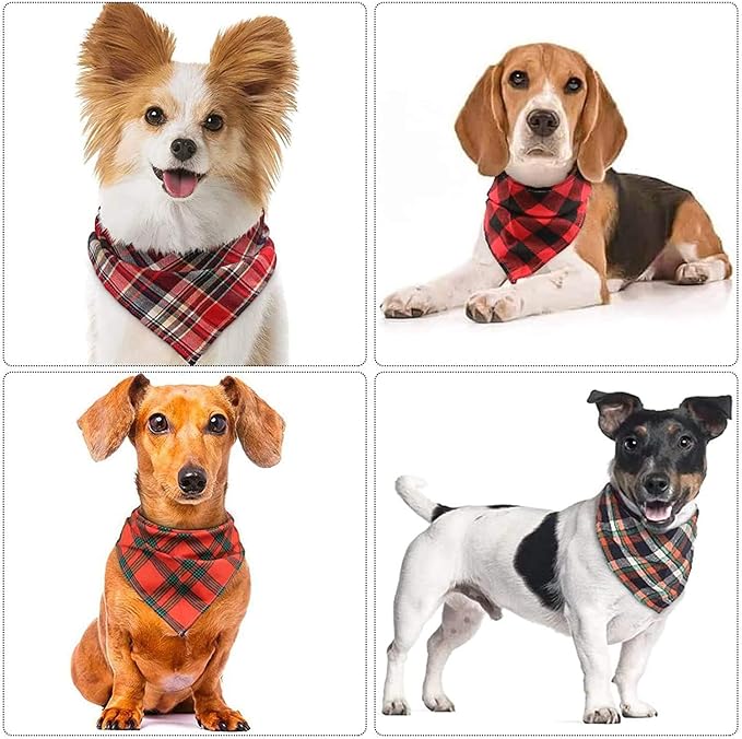 8 Pack Triangle Dog Bandanas, Reversible Plaid Painting Bibs Scarf Large Dog Bandanas Boy Girl, Washable and Adjustable Kerchief Set for Small to Large Dogs Cats Pets(Size XL)