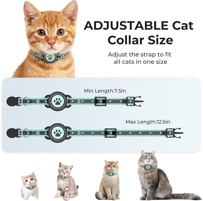 GPS Cat Tracker Collar(iOS & Android), Bluetooth Mini GPS Dog Tracker, Smart Pet Activity Tracker, No Monthly Fee, Work with Apple Find My & Google Find Hub, Finder Tag for Pets,Items (2 Pack)