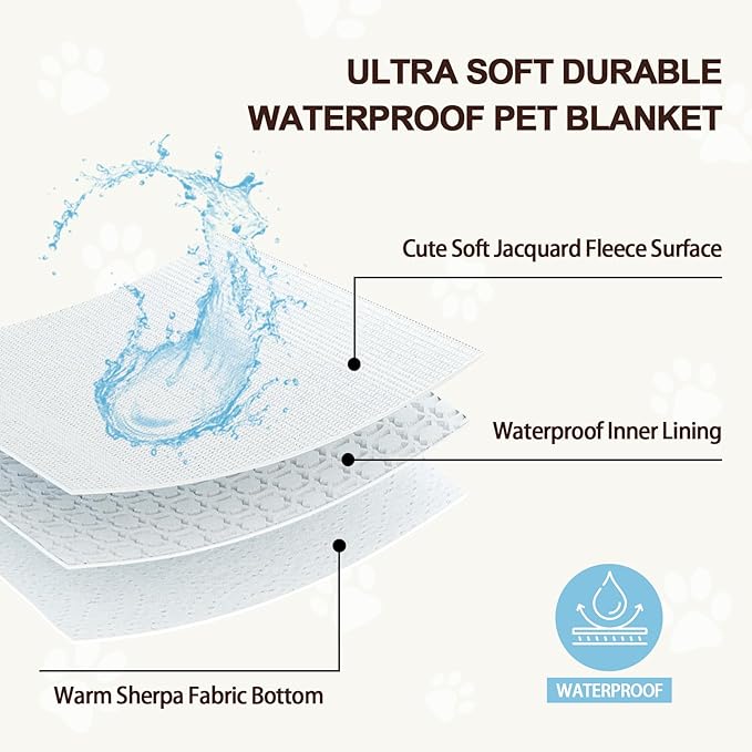 Waterproof Blanket for Dog Puppy Cat, Cute 3D Textured Flower Dog Blanket for Bed Couch Sofa, Soft Liquid Pee Proof Pet Furniture Protector, 30"x40", Green