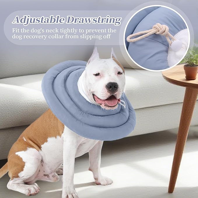 IDOMIK Dog Recovery Collar, Waterproof Soft Dog Cone After Surgery, Comfy Protective Elizabethan Collar Alternative for Dogs Cats, Adjustable Pet Neck Donut Cone Anti-Licking Biting Wounds,Blue,2XL