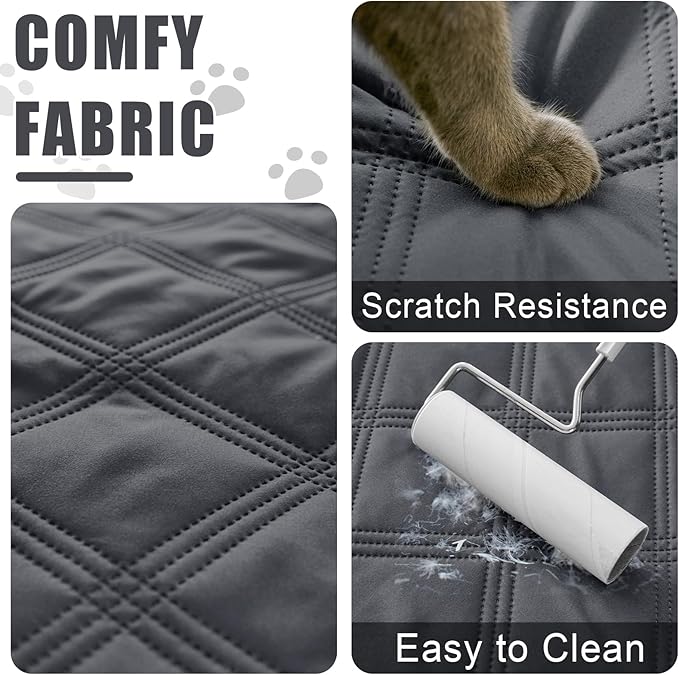 Smiry Waterproof Dog Bed Cover Blanket 68x82, Soft Reversible Pet Blanket, Washable Leakproof Cats Dogs Couch Cover for Sofa, Couch, Furniture, Dark Grey/Dark Grey
