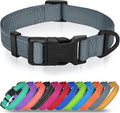 Joytale Small Dog Collar, Reflective and Adjustable Nylon Collar with Quick-Release Buckle, Lightweight No-Choke Design for Small Dogs, Gray, 5/8" Width