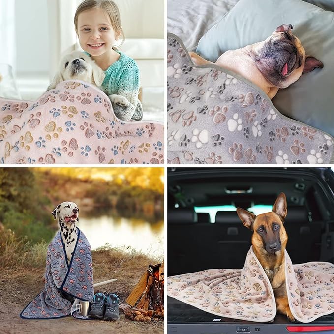 Dono 1 Pack 3 Dog Blankets for Small Dogs, Soft Fluffy Paw Print Pattern Fleece Pet Blanket Warm Sleep Mat, Puppy Kitten Blanket Doggy Mat for Dog Cat Kitten Doggy (40 * 30")