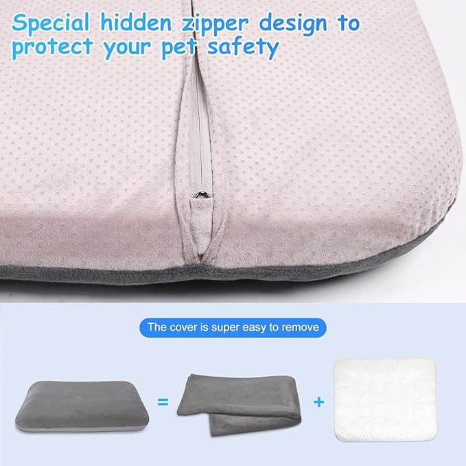 Magic Dog Super Soft Medium Dog Bed, 32 Inches Orthopedic Foam Pet Beds with Anti Slip Bottom, Dog Sleeping Mattress with Removable and Washable Cover, Grey M,32'' X 24'' X 3''