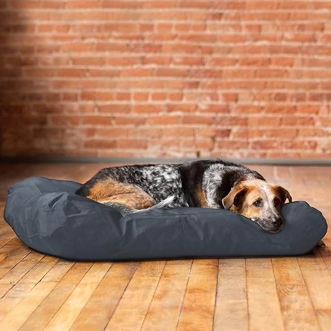 Dog Bed Cover for 44" L 32" W 4" H - 600D Oxford Waterproof with Zipper and Carry Handle - Washable, Cover Only (Gray)