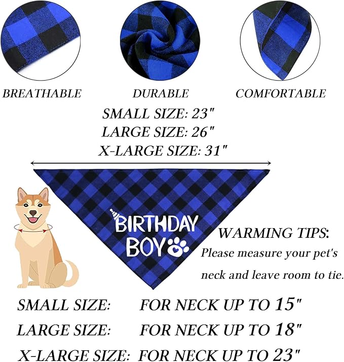 STMK Dog Birthday Decorations, Multi Sizes Dog Birthday Hat Bandana Bow Tie Numbers It’s My Bday Mother Puppers Banner for Large Extra Large Dogs Pets (X-Large, Blue)