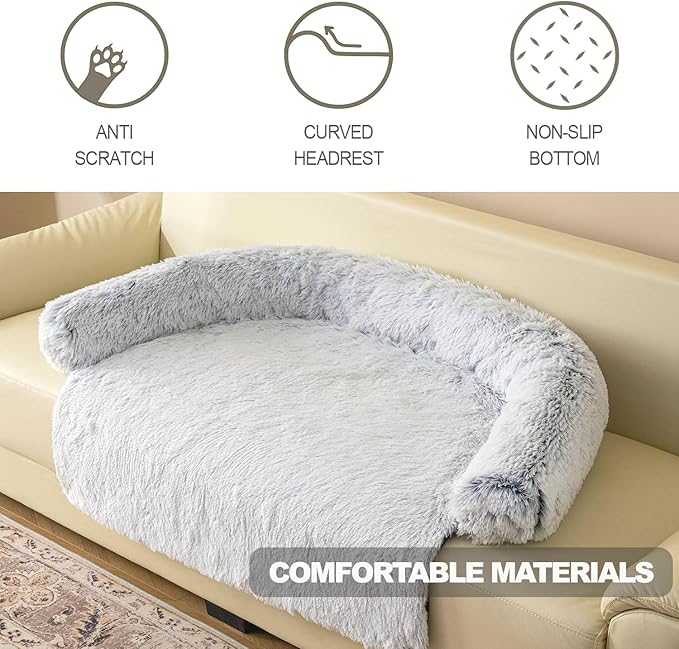 Tinaco Calming Dogs/Cats Bed Mats, Dog Pad Washable Removable Couch Cover, Plush Long Fur Mat for Pets, Waterproof Lining, Perfect for Small, Medium and Large Dogs and Cats (Gradient Gray, 41"x37")