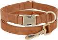 Genuine Leather Dog Collar - Adjustable Pet Collar with Quick Release Metal Buckle, Soft Skin Friendly Real Leather Collar for Small, Medium, Large Dogs (Khaki Collar + Rope, L：Fit 15-23" Neck)