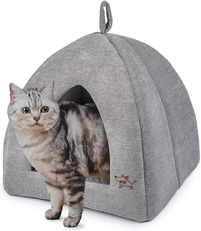 Best Pet Supplies Dog House Bed Crate Mat Tent Indoor Round Soft Plush for Small, Medium, and Large Breeds - Gray, 20 x 20 x H:22"