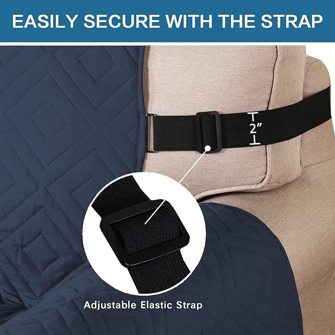H.VERSAILTEX Reversible Sofa Slipcover Furniture Protector Water Resistant 2" Elastic Straps Sofa Cover Couch Covers Pets Kids Fit Sitting Width Up to 78" (Oversized Sofa: 86" x 132", Navy/Beige)
