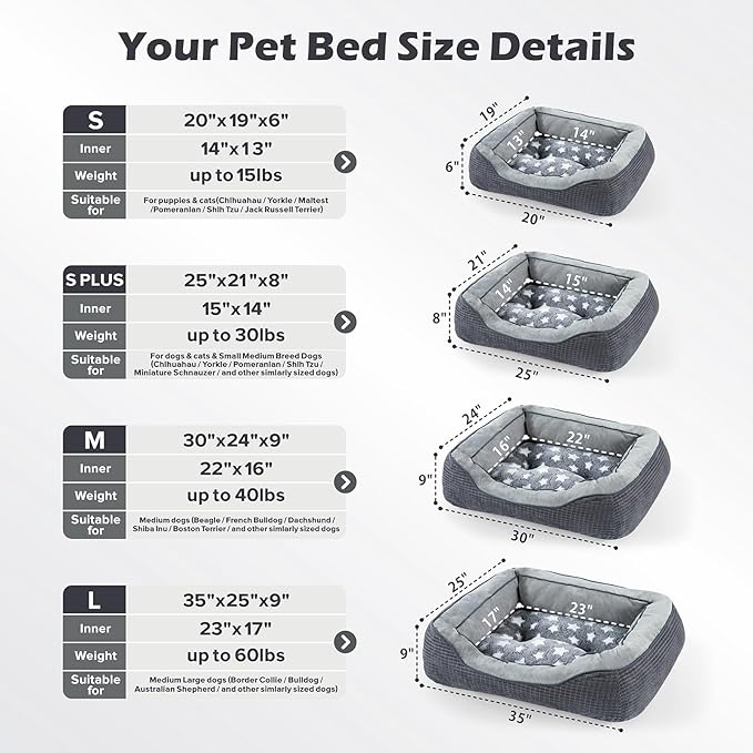 SIWA MARY Dog Beds for Small Medium Large Dogs & Cats. Washable Pet Bed, Orthopedic Dog Sofa Bed, Soft Calming Sleeping Warming Puppy Bed (Star-Grey, Small-(20’’x 19’’x 6’’))