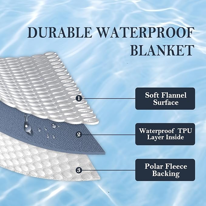 Waterproof Blanket 80"x90" for Adults, Reversible Waterproof Bed Cover for Dogs Cats Pets, Soft Leakproof Blanket for Bed Couch Sofa Furniture Protector, Dark Purple/Light Purple