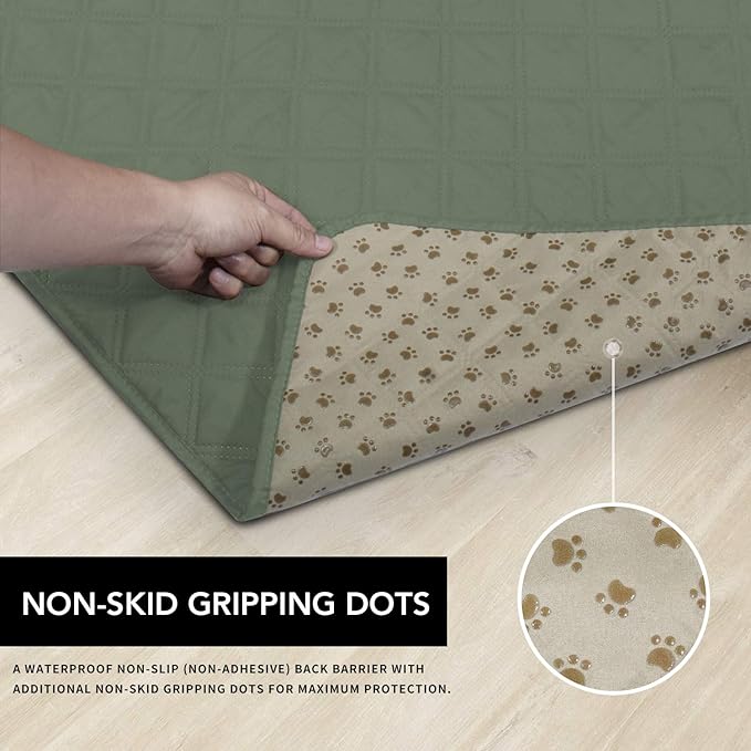 Easy-Going 100% Waterproof Dog Bed Cover, Non-Slip Pet Blanket for Furniture, Washable Couch Cover, Repleasement Sofa Cover (96x82 in,Greyish Green)