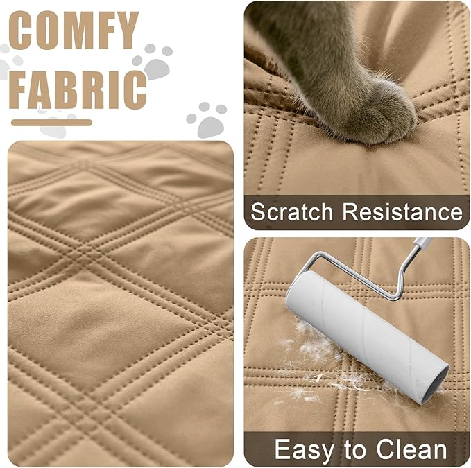 Smiry Waterproof Dog Bed Cover Blanket 40x70, Soft Reversible Pet Blanket, Washable Leakproof Cats Dogs Couch Cover for Sofa, Couch, Furniture, Camel/Beige