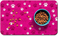 Dog Food Mat, Absorbent Water Bowl Mats Cat Pet Feeding Placemats Pink 17 * 30 inch