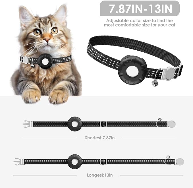 Cat Tracker, Lightweight Pet Tracker for Cats, Cat GPS Tracker Compatible with Apple Find My App(Only iOS), Real-Time Tracking, Precise Positioning, No Monthly Fee, Long-Life Battery