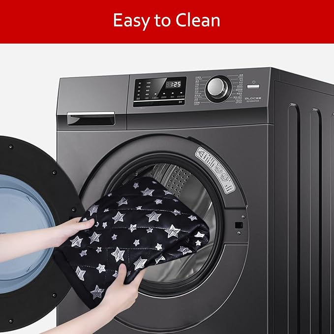 Waterproof Dog Bed Covers Replacement Washable Pet Hair Easy to Remove, Noiseless Quilted Puppy Pet Bed Cover Lovely Black Star Print 35x44 Inches, for Dog/Cat, Cover Only