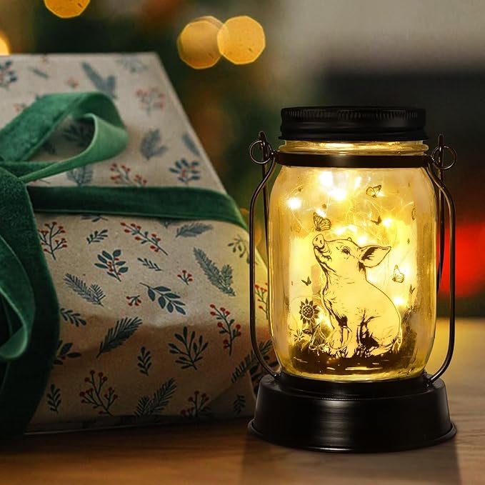 kyoryuger Pig Gifts for Women/Men/Kids Pig Lovers Animal Solar Lantern, Piglet Animal, Solar Garden Decoration, Night Light Room Decor Farm Piglet Present Yard, Patio,Backyard,Porch, Torches