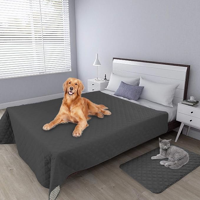 Easy-Going 100% Waterproof Dog Bed Cover, Non-Slip Pet Blanket for Furniture, Washable Couch Cover, Repleasement Sofa Cover (120X82 in,Dark Gray)