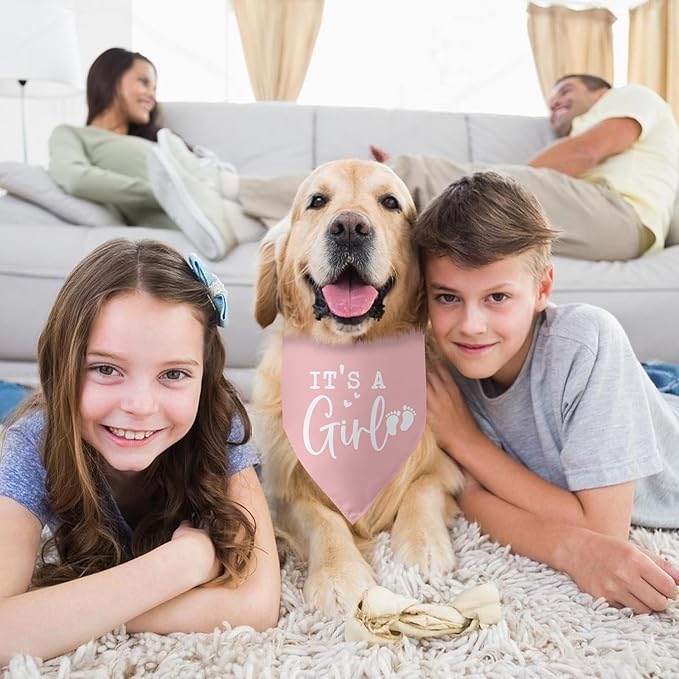 Its a Girl Pink Dog Bandana Baby Announcement Pregnancy Announcement Photo Props Girl Dog Accessories for Large Medium Small Dogs