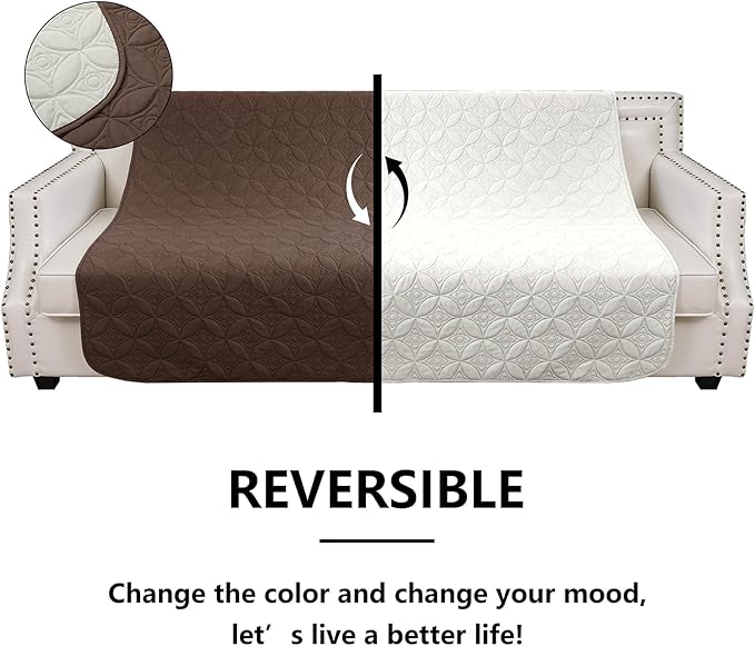 Waterproof Dog Blanket, 40x50 inches Pet Couch Covers for Sofa, Bed Furniture Protector from Dogs Washable and Reversible-Chocolate+Cream