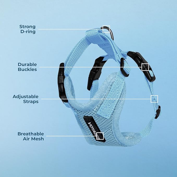 Voyager Step-in Pet Harness - All Weather Mesh, Adjustable Step in Harness for Cats and Dogs by Best Pet Supplies - Baby Blue, XL