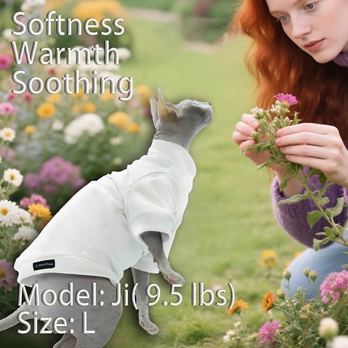Fleece Sphynx Cat Clothes Soft Hairless Cat Clothes Pullover Cat Sweater for Chihuahua All Season Light and Warm Kitten Cloth for Cats Only Puppy Clothes Small Dog Sweater (White, Small)