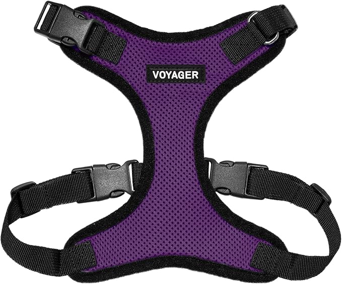 Voyager Step-in Pet Harness - All Weather Mesh, Adjustable Step in Harness for Cats and Dogs by Best Pet Supplies - Purple/Black Trim, XL