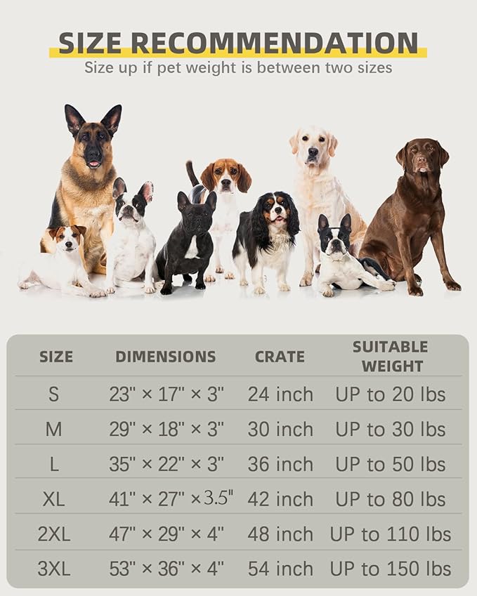 Orthopedic Dog Beds Large Sized Dog Waterproof Pet Bed for Crate,with Removable Washable Cover and Non-Slip Bottom, 35x23 Inch, Brown
