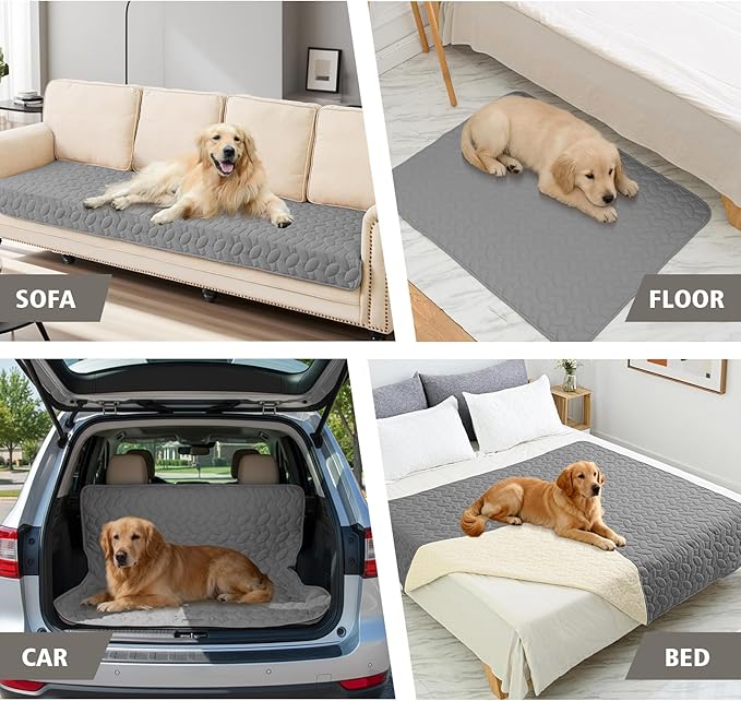 Ameritex Pet Bed Cover Dog Bed Blanket for Sofa and Furniture Waterproof New Pattern Design (68x82 Inch, Light Grey)