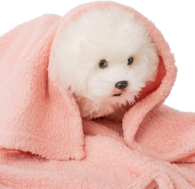 2 Blankets, Dog Cat Pet Blanket, Soft Warm Fleece, for Puppy, Small Dogs or Kitten, Cats, Plush Fuzzy Blanket for Bed, Sofa, Travel (40" x 32", 2/Pack, Lavender+Pink)