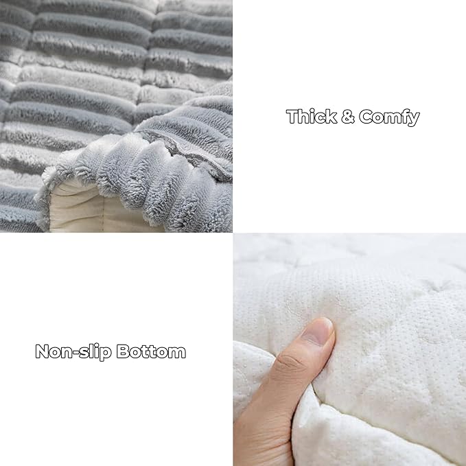 FUNNY FUZZY Pet Couch Covers for Sofa, Washable Dog Couch Cover Protector for Dogs, Flannel Couch Covers for Dogs Pet Friendly Pets Mat Bed Sofa Cover (Blue-Grey, 27.6"×70.9")