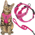 Voyager Escape-Proof Step-in Lock Cat Harness & 5ft Neoprene-Handle Leash Set All-Weather Mesh with Reflective Stitching for Small to Large Cats by Best Pet Supplies, Fuchsia (327), XXXS