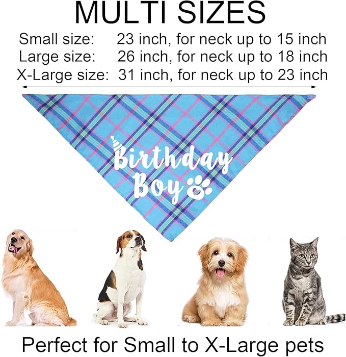 Dog Birthday Party Supplies, Multi Sizes Dog Birthday Hat Crown with Numbers Bandana Boy Bow Tie for Small Dogs Pets (Light Blue, Small)