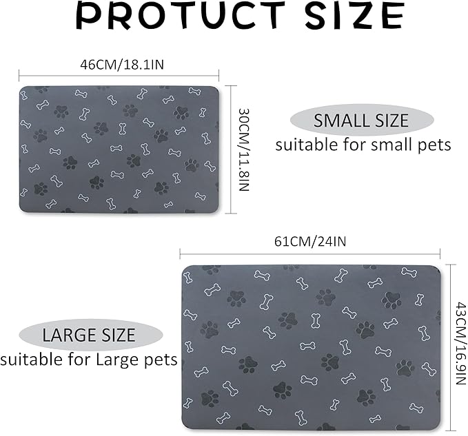 Pet Cat Dog Food Mat Non Slip Mat for Dog Water Bowl Mat Quick Dry Absorbent Cat Feeding Mat, 24 * 16.9 in, Green
