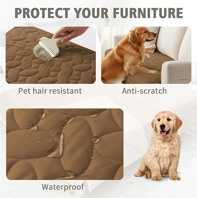Ameritex Waterproof Pet Bed Cover Anti-Slip Dog Bed Blanket for Sofa and Furniture Waterproof New Pattern Design (Camel, 30x90 Inch (Pack of 1))