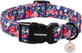 DOGWONG Blue Flower Dog Collar, Cute Adjustable Floral Collar, Girl Female Dog Collar with Strong Plastic Buckle for Small Medium Large Dogs,XL
