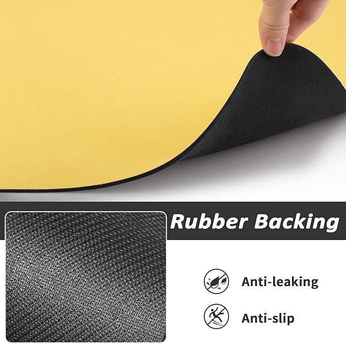 Dog Food Mat - Absorbent Cat Mat for Food and Water, No Stains Pet Feeding Bowl Mat, Easy to Clean Pet Placemats, Quick Dry Dog Water Dispenser Mat for Messy Drinkers | Yellow 18"x 28"