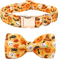 Halloween Dog Collar, Pet Collar Bow Fall Puppy Collar Girl Boy Holiday Collars Gift Bow Cute Soft Puppy Collars for Small Dogs