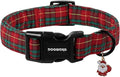 DOGWONG Christmas Plaid Dog Collar, Cute Adjustable Red Tartan Collar, Scottish Red Grid Dog Collar with Strong Plastic Buckle for Small Medium Large Dogs,L