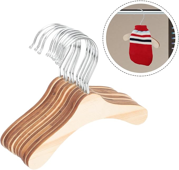 Replaceable Wooden Pet Clothes Hangers 8.66 Inch Small Dog and Cat Hangers Wear-Resistant Household Closet Storage Professional Pet Accessories